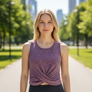 Yogalicious Heathered Purple Twist Tank Top